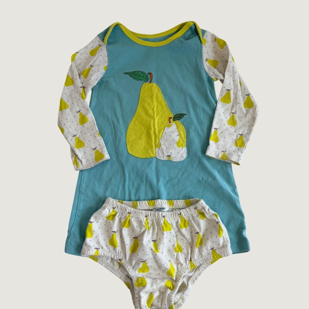 Baby Boden Pear Motif Dress and Bloomer Set Size 2-3